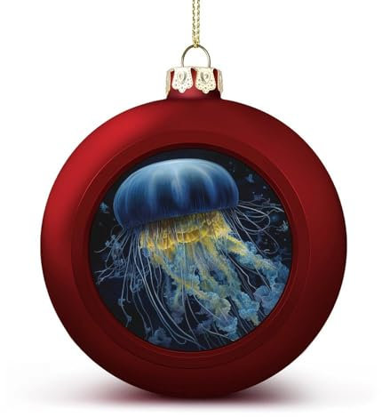 Weihnachtsbaumschmuck, blaue und goldene Quallen, Weihnachtskugel-Dekorationsset, Weihnachtsbaumschmuck für Urlaubsdekoration