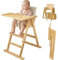 VILHA Klapp-Treppenhochstuhl, Baby Hochstuhl aus massivem Holz mit Sitzkissen, Holz Essbrett und Schutzbügel, 3-Punkt-Gurt und Schrittgurt, Highchair ab 6 Monaten, Platzsparend Kinderstuhl