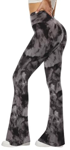 Sundwudu, Schwarze Yogahose für Damen, Weiche, hohe Taille, Bootcut-Leggings, Hohe und Lange Bootleg-Hose für Damen, Schwarze Krawatte, X-Groß