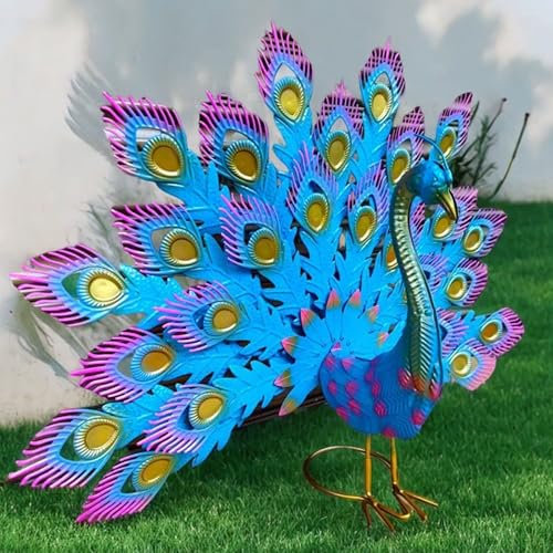 FGXY Gartendeko Für Draußen, Metall Garten-Figur Pfau Bunt, Garten Skulpturen Modern, Mehrfarbig Pfau Deko, Herzliche Wünsche Und Tiefe Zuneigung Zum Ausdruck Bringt