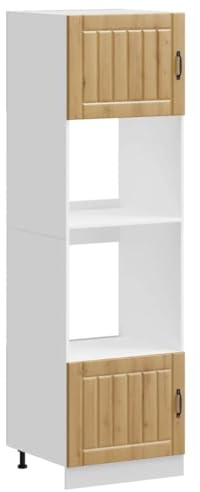 vidaXL Kalmar Artisan Oak Oven Cabinets - Engineered Wood, Adjustable Feet, Space-Saving Design, Kitchen Storage Unit - 60x57x207 cm