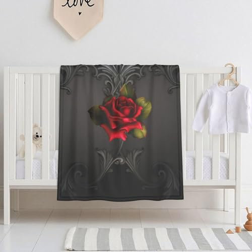 Sofaüberwurf Decke, Gotische Glamour-Rote Roses Fleecedecke Universale Decke Weiche Wohndecke Für Bett Couch Camping L