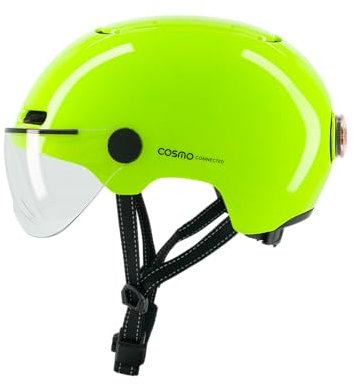 Cosmo Connected Cosmo Fusion Casque de vélo Adulte Unisexe, Jaune Fluo Brillant, Taille Unique