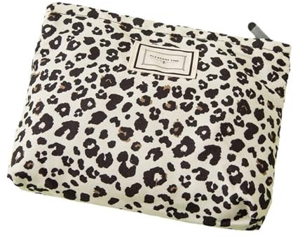 Leo Kosmetiktasche Damen Segeltuch Kosmetiktaschen Make Up Tasche mit Reißverschluss Tragbare Kulturbeutel Leopardenmuster Kosmetikbeutel Klein für Handtasche Schminktasche Organizer für Damen Mädchen