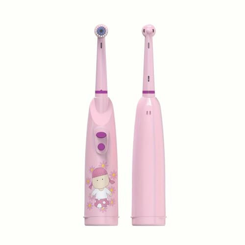 ZBDZSW Kids Rotating Electric Toothbrush Nylon Bristles Smart Teeth Cleaning Round Head Battery Powered Replacement Heads