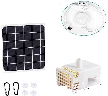 Pompe de fontaine solaire, Panneau Solaire Sans Fil Pompe À Eau Chats Chien Fontaine À Boire Bol Distributeur for Animaux De Compagnie Potable Pompe Submersible Abreuvoir Automatique Mangeoire Remplac