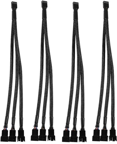 AITRIP 4Pack 4-poliges PWM-Splitterkabel, 30 cm, 3 Computer-Lüfter-kabel, PC-Lüfter-Splitterkabel, 3 Lüfter-Splitter für Desktop