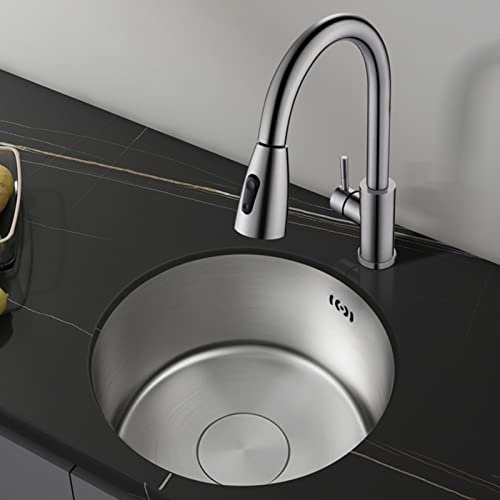 Fregadero de mini bar, fregadero de cocina redondo, fregaderos pequeños, fregadero de acero inoxidable 304, fregadero redondo para renovación de cocina, fregadero de piscina con grifo extraíble