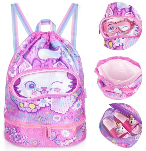 PinkSheep Kinder Sportbeutel mit Kordelzug, Turnbeutel, Rucksack für Sport und Schule (Katze)