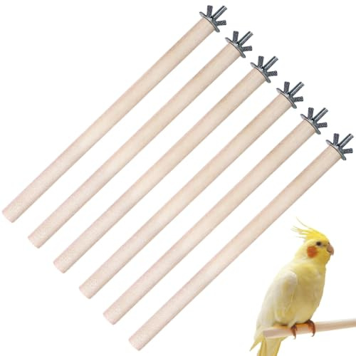 6 Pack Parrot Perch, 20cm Natural Wooden Bird Stand Cage Accessory