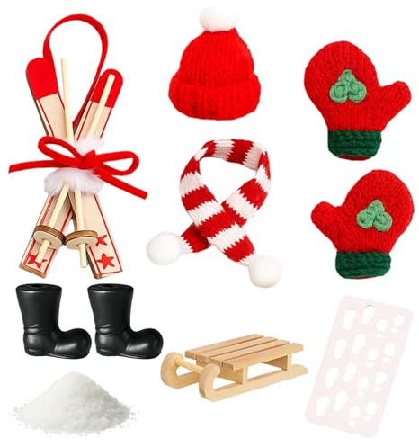 Wichtel Zubehör Wichtel Schlitten 8-teiliges Set | Miniatur-Accessoires Schneeflocken für Wichteltür Deko