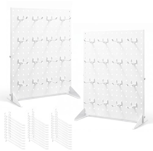Novelfun Lot de 2 présentoirs avec 32 crochets - Blanc - 43,2 x 33 cm