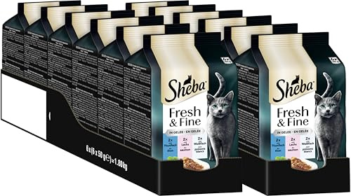 SHEBA® Fresh & Fine in Gelee mit Thunfisch, Lachs und Forelle (MSC) 12 x 6 x 50g