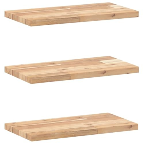 vidaXL Floating Shelves 3 pcs, Wall Shelf for Bedroom Living Room, Storage Shelf for Decor Display, Farmhouse Style, Untreated Solid Wood Acacia