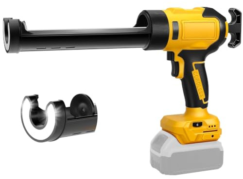 Pistolet à cartouche électrique sans fil compatible avec batterie Dewalt 20 V, avec lumière LED et vitesses réglables, pistolet en silicone pour cartouches de 300 ml (sans batterie)