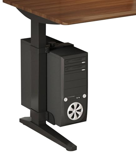 PC-Halterung unter dem Schreibtisch, Klemm Schreibtischbein PC Halterung für Stehpult ohne Bohren, 18 kg Tragkraft, Verstellbare Höhe und Breite (Tischbein 65x45 mm) (Schwarz)