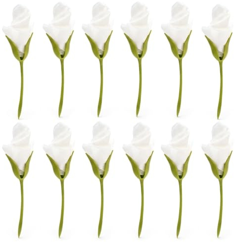 Serviettenhalter Blumenstiel, 12 Stück Serviettenhalter Tulpe mit 20 Papierservietten, Blumenförmige Tischdekoration für Festlichkeiten, Elegante Blumenstiel für Hochzeiten und Partys