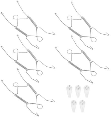 SHINEOFI 5 Stück Unsichtbarer mit Elastischen Federhaken für 6-8 Zoll Dekoteller W-förmiger Tellerhalter aus Edelstahl Rutschfest und Sturzsicher für Wanddekoration im Wohnraum