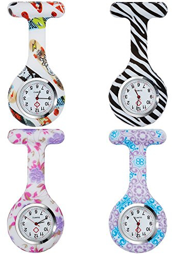 Anpro 4 PCS Fob Watches for Nurses Doctor Medical Staff Brooch Digital Fob Watch