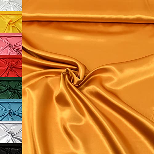MAGAM-Stoffe 1m Estelle Satin Stoff uni ideal für Kleidung und Deko Meterware (23. Gold)