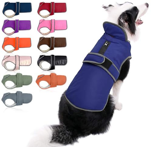 MIGOHI Hundemantel für kaltes Wetter, reflektierend, wasserdicht, winddicht, wendbarer Stormguard, warme Hundejacke für den Winter für kleine mittelgroße und große Hunde (Marineblau, XXL)