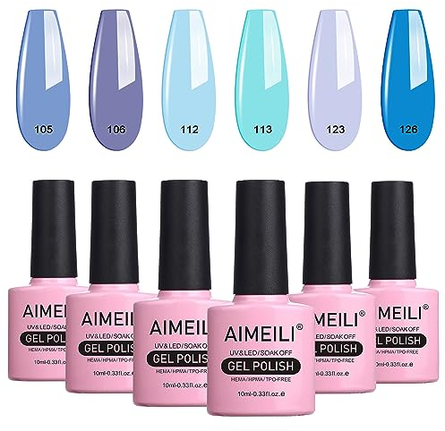 AIMEILI UV LED Gellack mehrfarbig ablösbarer Gel Nagellack Set Gel Nail Polish Kit - 6 x 10ml - Set Nummer 32