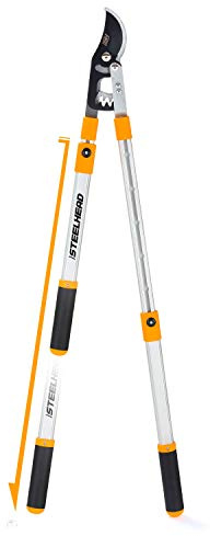 STEELHEAD Heavy-Duty 27-40 Adjustable Gear-Bypass Limb & Branch Lopper, Telescoping Extendable Handles, Ratcheting, Cuts Up to 1-3/4”, Secateurs, Shock-Absorbing, Effort-Saving, USA-Based Support