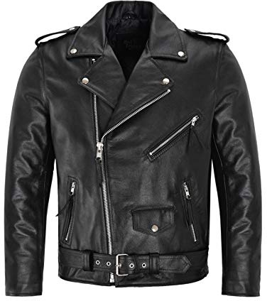 Mens Brando Biker Jacket Motorbike Genuine Cowhide Leather Mens Motorbike Classic Biker Fashion Leather Jacket