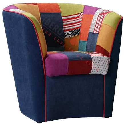 Liberoshopping Fauteuil de Bureau, Maison, Salle d'attente en Tissu Patchwork(Bleu)