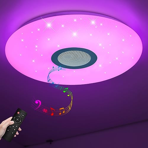 JDONG Led Deckenleuchte mit APP-Steuerung und Fernbedienung Bluetooth Deckenlampe weißes Rauschen für besseren Schlaf mit 32 beruhigenden Geräuschen, dimmbar 54W, 3000-6500 Kelvin, Farbwechsel