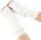 Lange Armstulpen, fingerlos, gestrickt, mit Daumenloch, dehnbare Handschuhe, Winter, Wärmeschutz für Damen, Mädchen, 1 Paar, 30 cm, Weiß