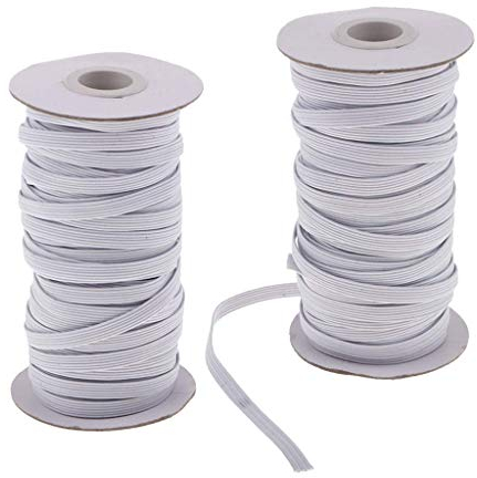 Tubayia - 2 rollos de cinta elástica de goma para manualidades (blanco, 6 mm)