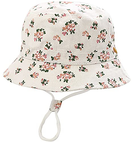 Malaxlx Unisex Kleinkind Sonnenhut Blumen Weiß Fischerhut Baby Sommerhut für 12-24 Monate Mädchen Jungen