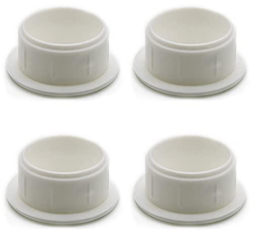 Enkotrade Lot de 4 bouchons de recouvrement blancs - 36 x 30 mm - Trou de perçage de 30 mm de diamètre - Couvercle de tuyau en polyéthylène - Capuchons en plastique - Obturateur - Capuchon de