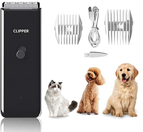 Dog Clippers Pet Grooming Clippers Kit Low Noise Cat Shaver, Black | Portable Electric USB Rechargeable Cordless Trimmer for Dogs, Cats and Other Pets, Waterproof,R-Sharped Ceramic Blade,6000rpm