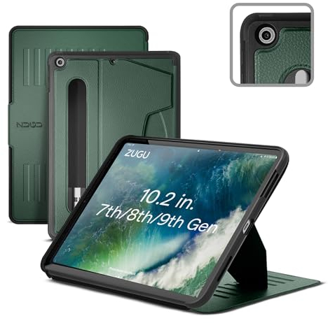ZUGU iPad 10.2 Hülle 2021/2020 / 2019, schlanke Schutzhülle für die iPad9/8/7, 8 Winkel-Ständer magnetisch, Stifthalter, Auto Sleep/Wake UP [ Kieferngrün ]