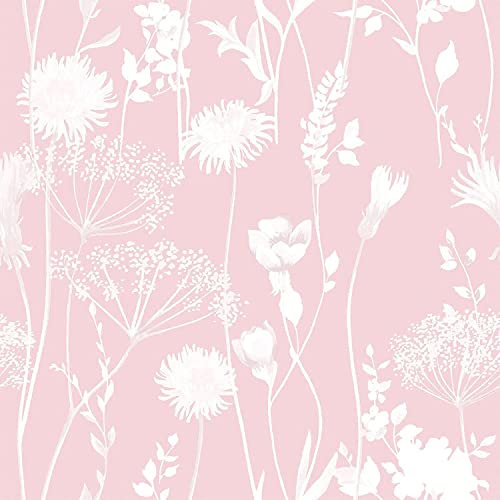 Meadowsweet Floral Pink Wallpaper White Flower
