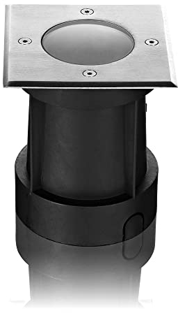 LongLife LED Bodeneinbaustrahler eckig GU10 IP67 tief 140mm Einbautiefe Gartenleuchte für die Bodenmontage Befahrbar Bodenleuchte Außenbereich