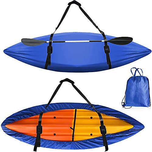 LDIW Waterproof Kayak Cover for Outdoor Storage, 420D Oxford Canoe Protector UV Resistant Dustproof Canoe Boat Storage Cover, 8 (Blue),Fit 4.1m to 4.5m kayak