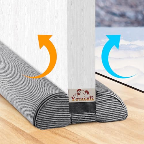 Yotache Draft Excluder for Door 80cm, Right Angle Design-100% Fits Door, Adjustable Length,Washable Stretch Jersey Fabric for Reduce Noise Draught Dust