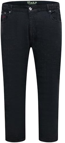 Duke D555 Mens Kingsize Relaxed Comfort Fit Stretch Jeans Elasticated waist Black 42 Waist Short Leg (Balfour)