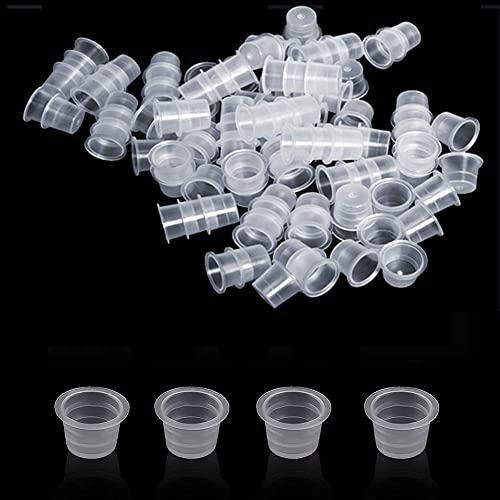 300 Stück Tattoo Farbkappen Cups, Kunststoff Farbbehälter, Kleine Tinte Pigment Cups Ink Cups Einweg Tattoo Zubehör S 10mm Weiß Klar