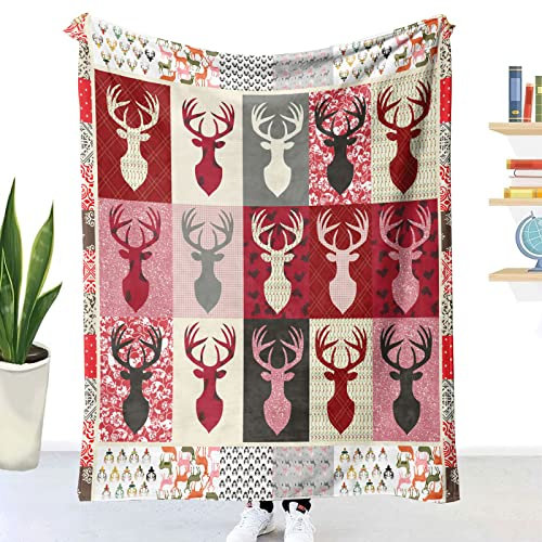 Chickwin Kuscheldecke Flauschig, Böhmen Tier 3D Wohndecke Flanelldecke Soft Weiche Warm TV-Decke Mikrofaser Sofadecke Couchdecke Bettüberwurf Tagesdecke (130x100cm,Rentier)