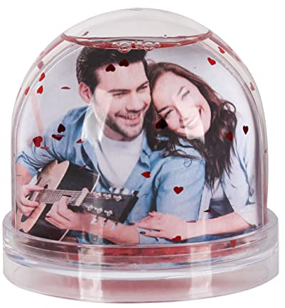 Herz & Heim® Schneekugel mit Ihrem Foto eine schöne Geschenkidee für Liebende zum Jahrestag oder Valentinstag 2 Fotos, ca. 9 cm x 9 cm (Ø/H)