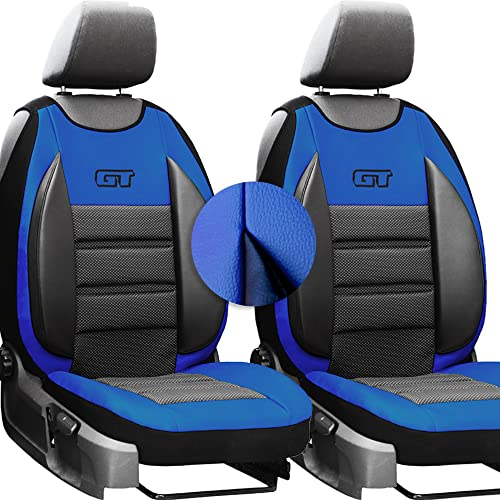 Moto-MOLTICO Autositzbezüge - Universalgröße Sitzauflage - Ökologisches Leder - Sitzbezug Vordersitze - Matte für Sitze - Schonbezug Vorne - Blau