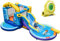 COSTWAY Castello Gonfiabile Oceananico con Soffiatore 680W, Parco Acquatico per Bambini con 2 Piscine e 50 Palline, Scivolo, Trampolino, Canestro da Basket, Cannone ad Acqua, 490x290x220 cm