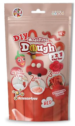 Science4you Knetmasse – Knetmasse Bastelset für Kinder, Stellen Sie Ihre Eigene Duftende Spielknete Weich & Trocken, Rot Knete, Kreatives Spielzeug Geschenk für Jungen & Mädchen Alter 4 5 6 7 8+