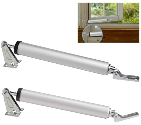 Dluno Mittelschwere Fliegengitter-Türschließer-Set, Pneumatischer Sturm-Türschließer für mittelgroße und leichte Sturmtüren, 2 Stück (Silber)