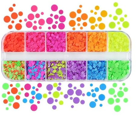 Sukori 3 Stück Fluoreszierende runde Epoxidharz-Füllung, bunter Neon-Mix, Blasenring, Harz-Pailletten für DIY-Silikonform, Bastelmaterialien