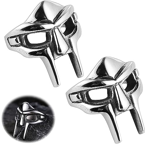 2 Stück Halloween Ringe,Doom Gesichtsabdeckung Gladiator Stil Ring, Vintage Stainless Steel Ring,Gothik Totenkopf Ring Edelstahl,Nordic Pagan Silver Metal Rings,Punk Gladiator Ring,Halloween Party